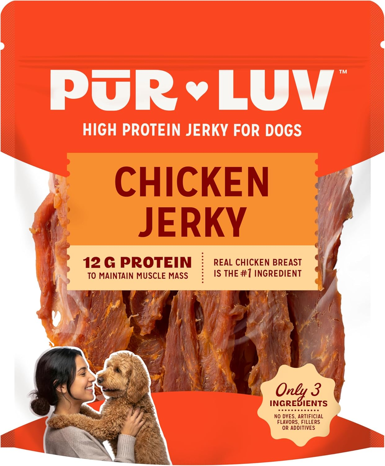Pur Luv Chicken Jerky Dog Treats 16 oz — High Protein & 100% Real Chicken