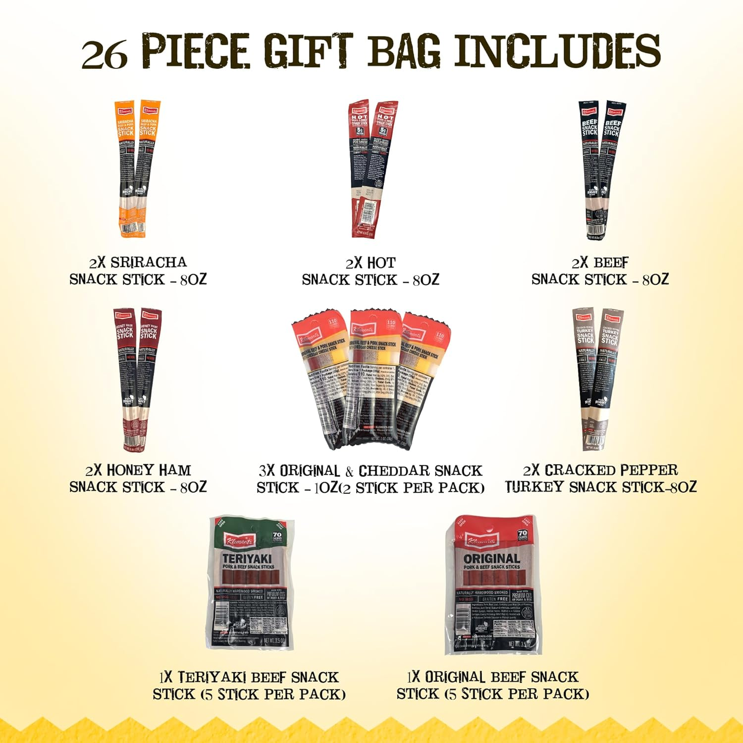 Jerky.com 26-Piece Meat Sticks Variety Pack Gift Bag — Gluten Free, Keto, High Protein Snack Gift for Men