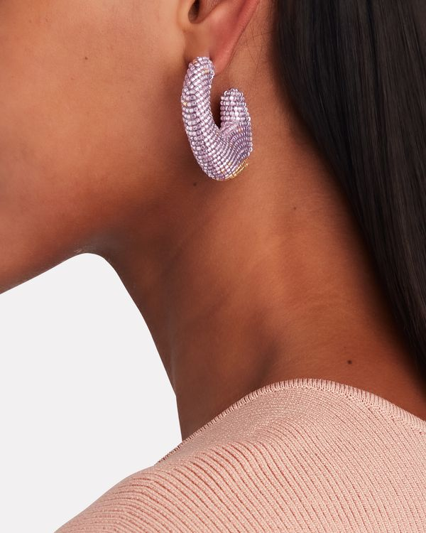Susana Vega Torra Beaded Open Hoop Earrings — Purple