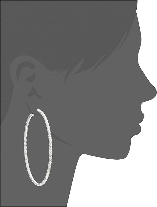Nine West Diamond-Cut Large Hoop Earrings — Silver Tone
