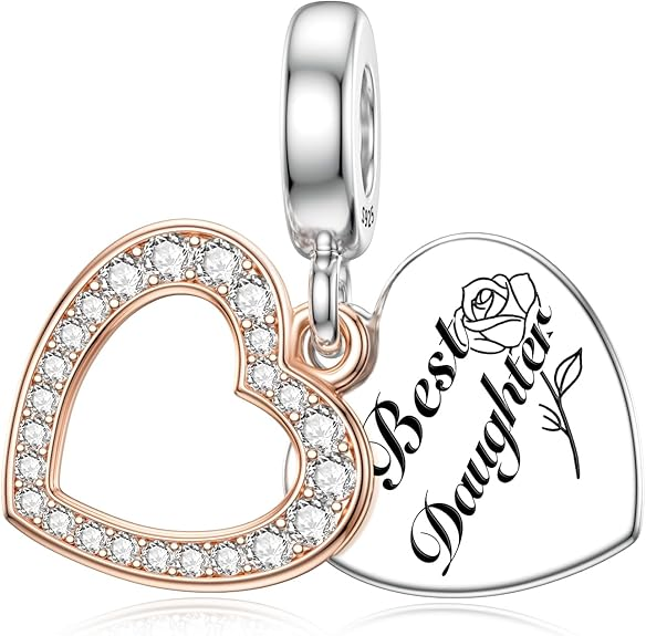 JIAYIQI Double Heart Love Charm — 925 Sterling Silver, Pandora Compatible