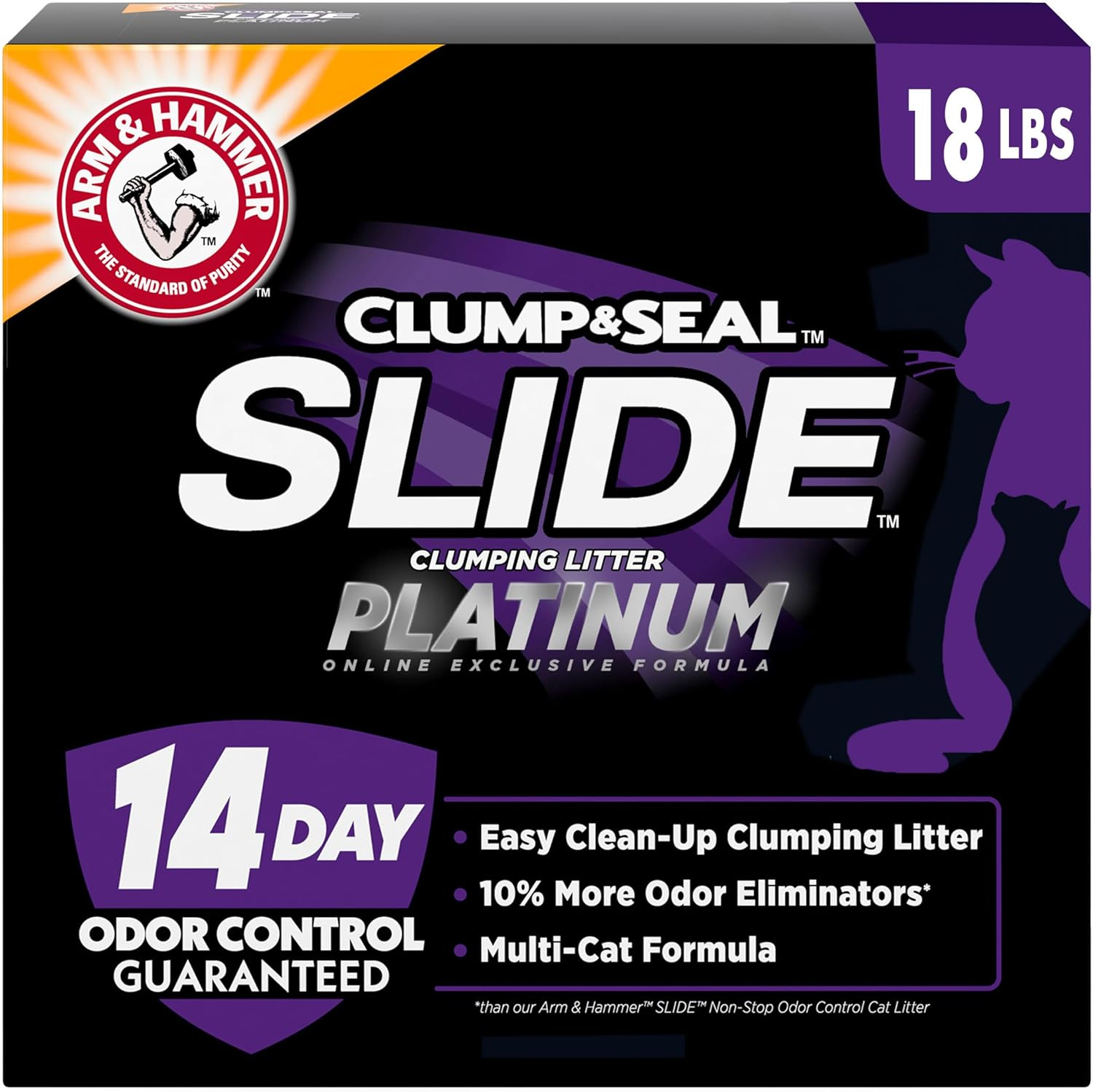 ARM & HAMMER Clump & Seal SLIDE Platinum Cat Litter 18 lbs — 14-Day Odor Control