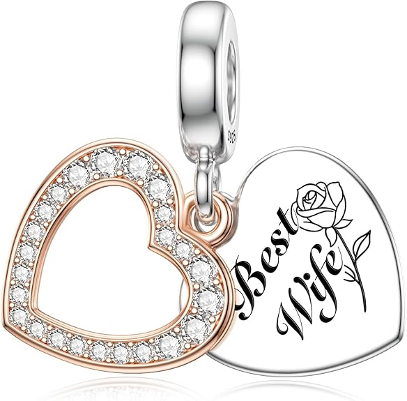 JIAYIQI Double Heart Love Charm — 925 Sterling Silver, Pandora Compatible