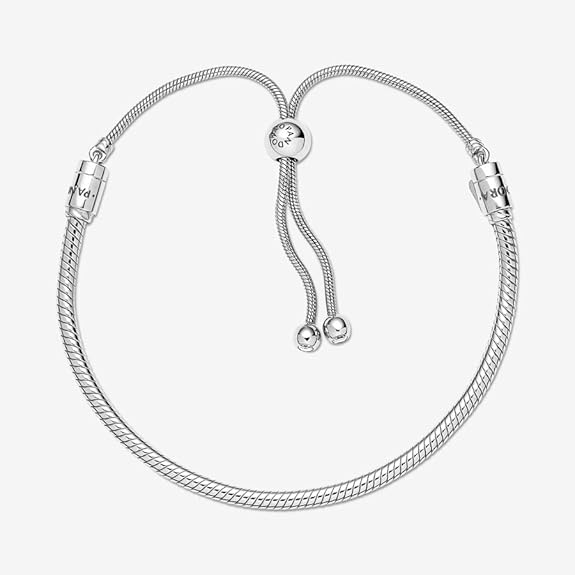 PANDORA Moments Snake Chain Slider Bracelet — Sterling Silver with Clear CZ, 11"