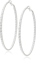 Nine West Diamond-Cut Large Hoop Earrings — Silver Tone