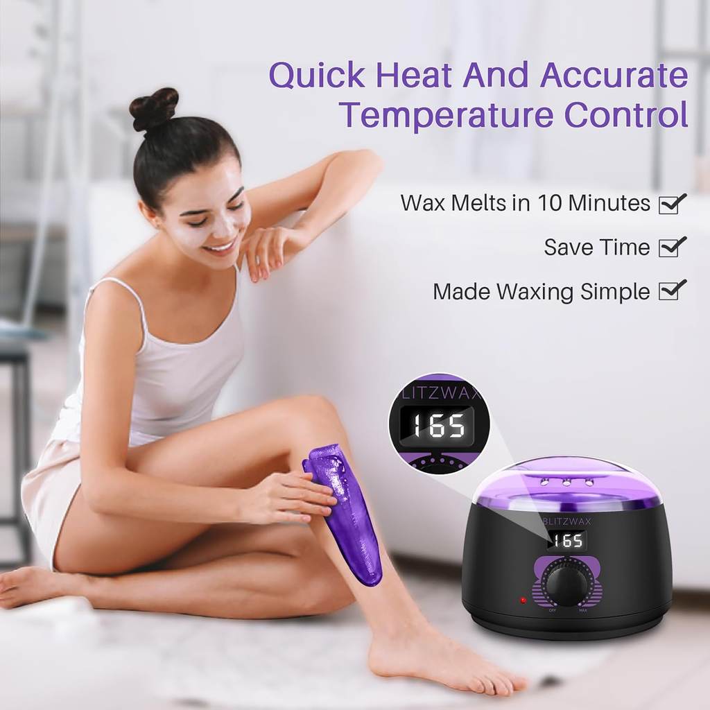 BLITZWAX Hard Wax Warmer Kit – 51-Piece At-Home Hair Removal Kit