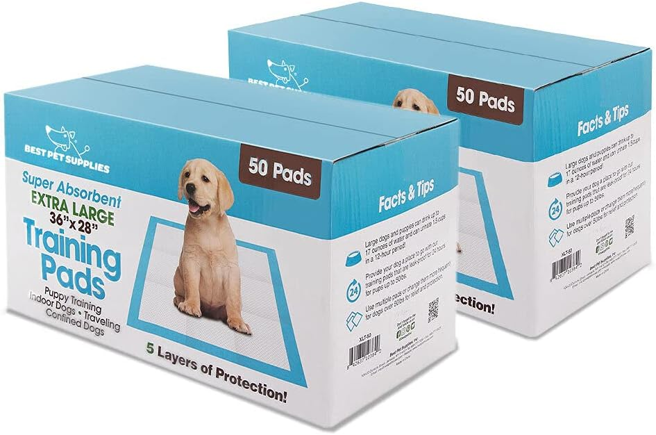 Best Pet Supplies XL Puppy Training Pads 100ct - Super Absorbent, Leak-Proof, Odor Control (36x28", Baby Blue)