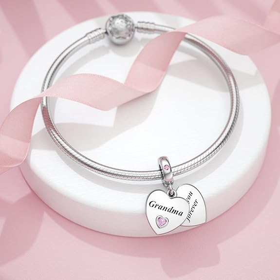 JIAYIQI Double Heart Love Charm — 925 Sterling Silver, Pandora Compatible