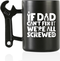 Onebttl "If Dad Can't Fix It We're All Screwed" Funny Coffee Mug with Wrench Handle — 13.5 oz Ceramic Dad Gift