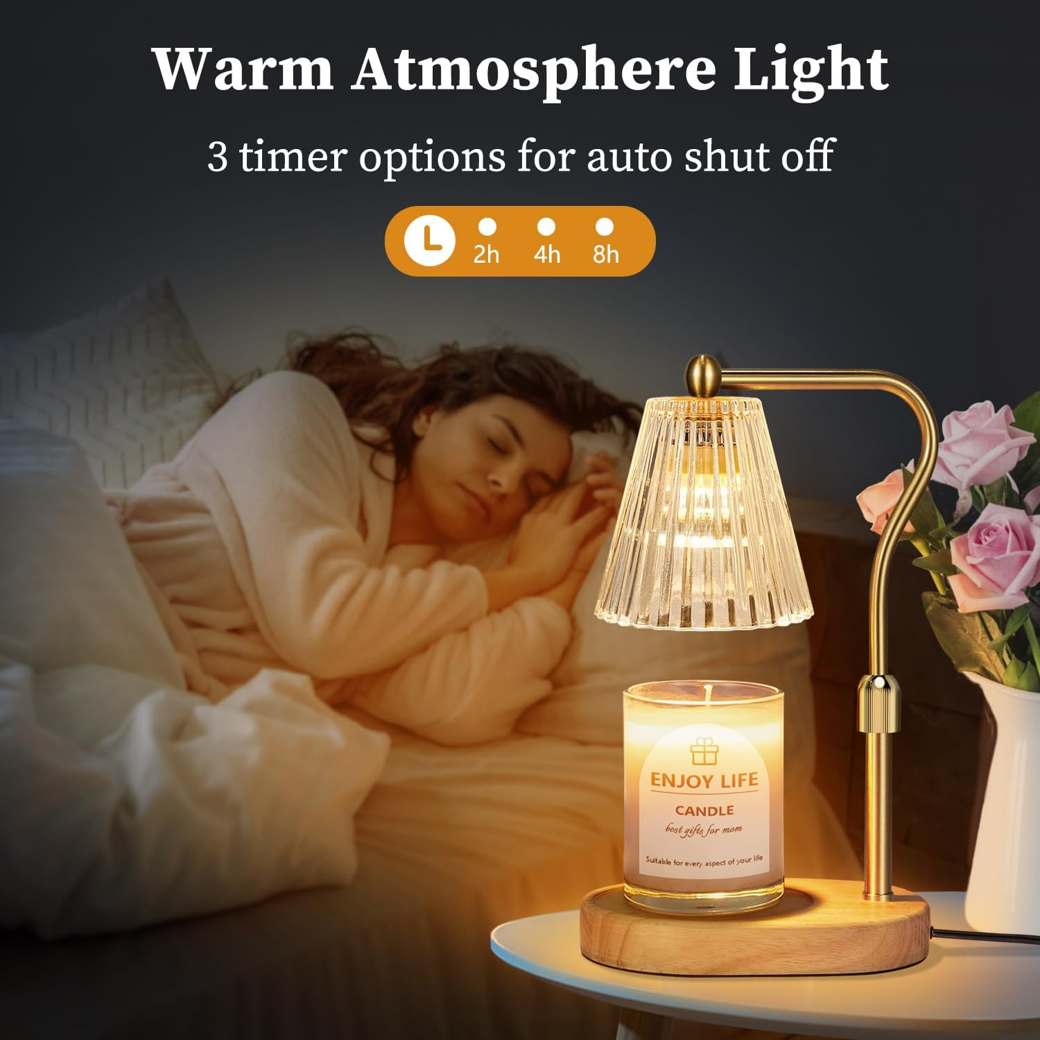 seenlast Candle Warmer Lamp with Timer & Dimmer - Adjustable Height Vintage Home Decor for Scented Jar Candles