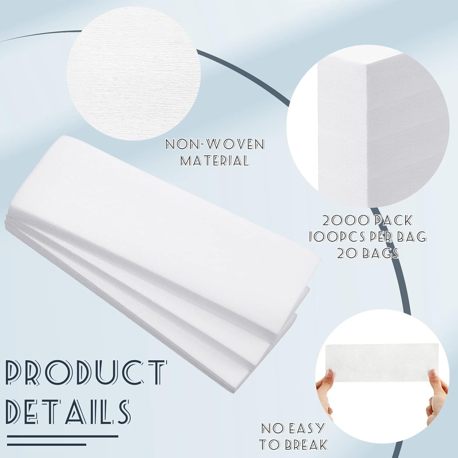 2000 Pcs Large Non-Woven Wax Strips – Body Hair Removal for Women & Men