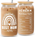 Zutcogo “Best Mom Ever” Glass Can Cup 16oz — #1 Mother’s Day Gift with Bamboo Lid & Straw