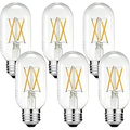 LiteHistory E26 LED Bulb 6W – 60W Equivalent, Dimmable 2700K Warm White T14 T45 Tubular Edison Bulb, Pack of 6