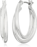 Nine West Twisted Triple Hoop Earrings — Silver Tone