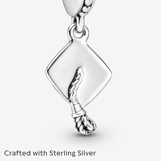 PANDORA Graduation Cap Dangle Charm — Sterling Silver, Moments Compatible