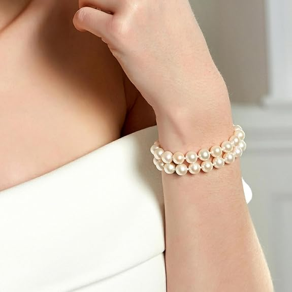 The Pearl Source Double Strand Freshwater Cultured Pearl Bracelet — Sterling Silver, AAAA Quality