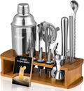 KITESSENSU Cocktail Shaker Set Bartender Kit with Bamboo Stand — 14-Piece Bar Tool Set