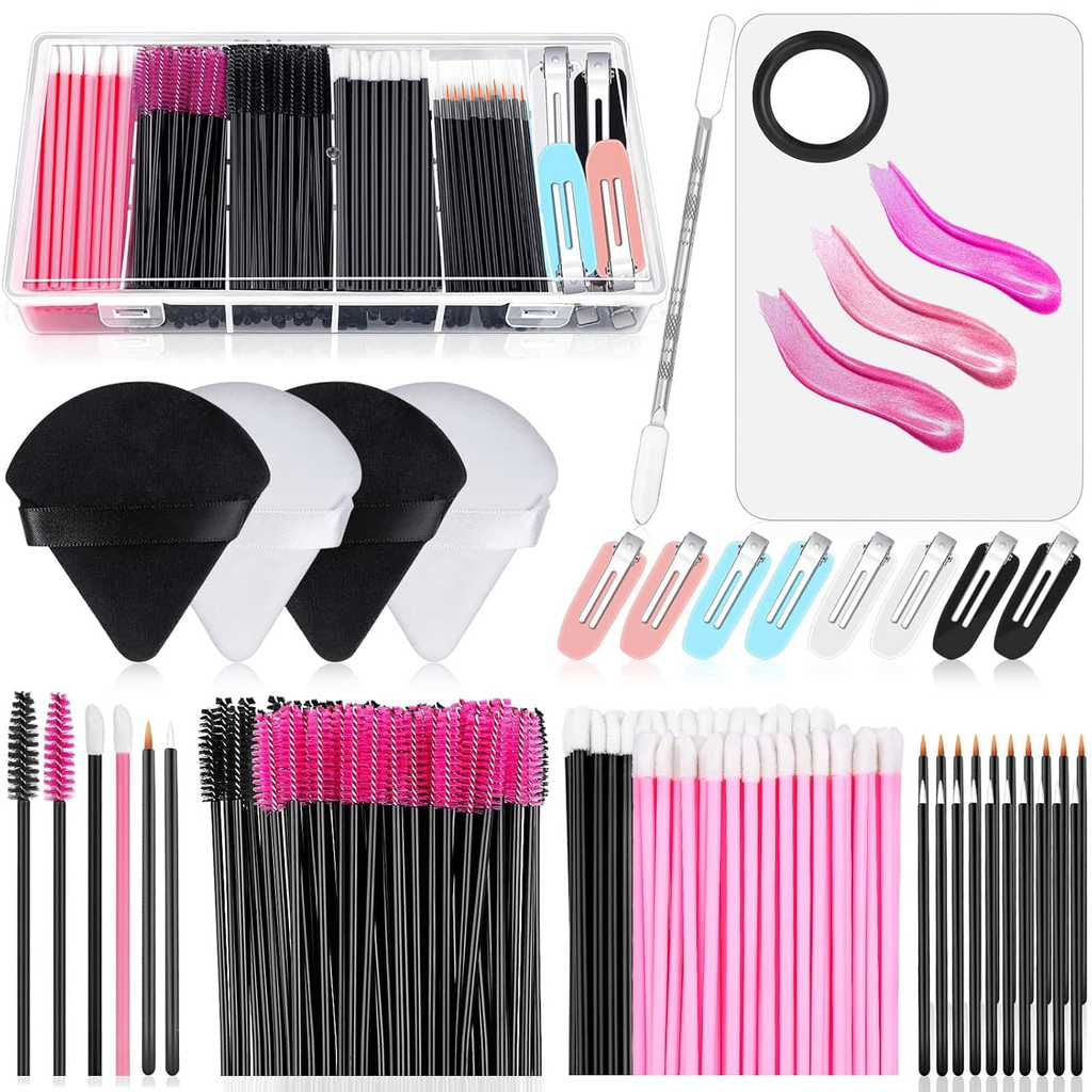 Audab 234 Pcs Disposable Makeup Applicators Kit – Mascara Wands, Lip Brushes, Powder Puffs & More