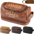 Sparklove Personalized Leather Toiletry Bag for Men — Custom Engraved Shaving & Travel Bag