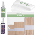 BLITZWAX Wax Kit – 120 Wooden Sticks, 30 Wax Papers & Pre/After Wax Oils