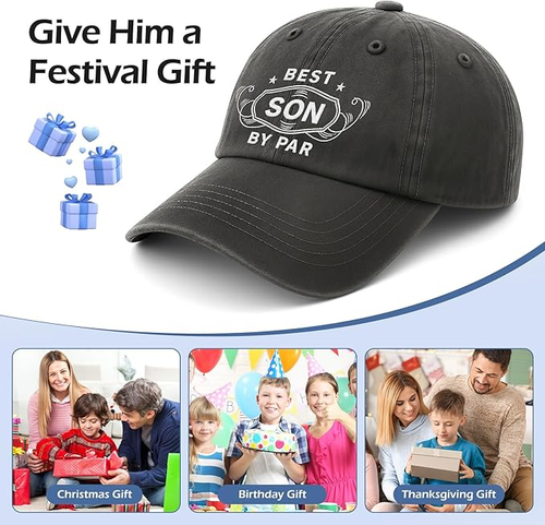 "Best Son By Par" Funny Embroidered Baseball Cap — Gift for Son, Dad, Husband, Grandpa & More