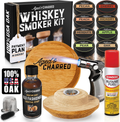 Aged & Charred Whiskey Smoker Kit with Torch, Butane & Old Fashioned Syrup — 8 Wood Chip Flavors, 100% USA Oak