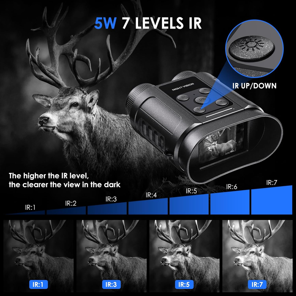 4K Night Vision Goggles Binoculars — 40MP, 8X Zoom, 7-Level IR, 32GB Card Included, Photo & Video Capture