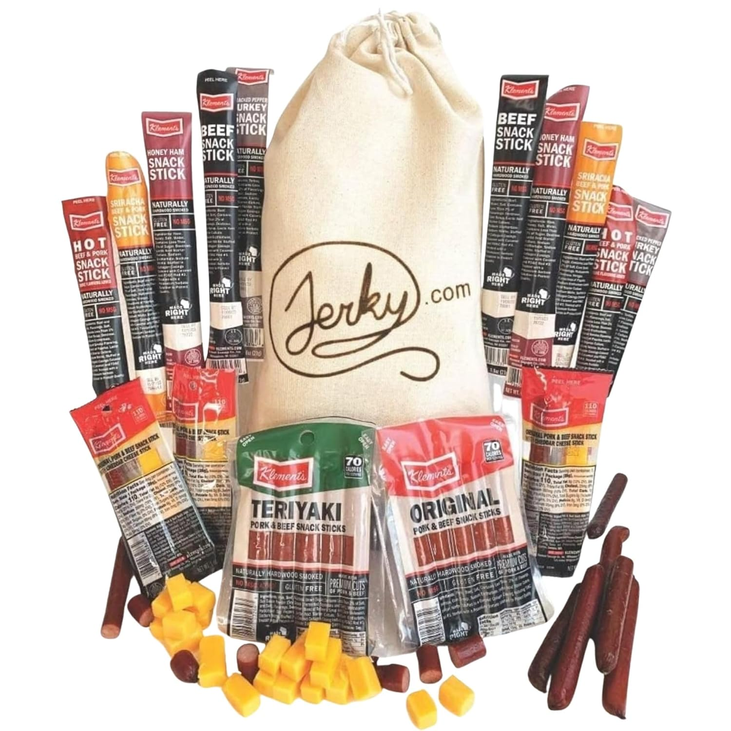Jerky.com 26-Piece Meat Sticks Variety Pack Gift Bag — Gluten Free, Keto, High Protein Snack Gift for Men
