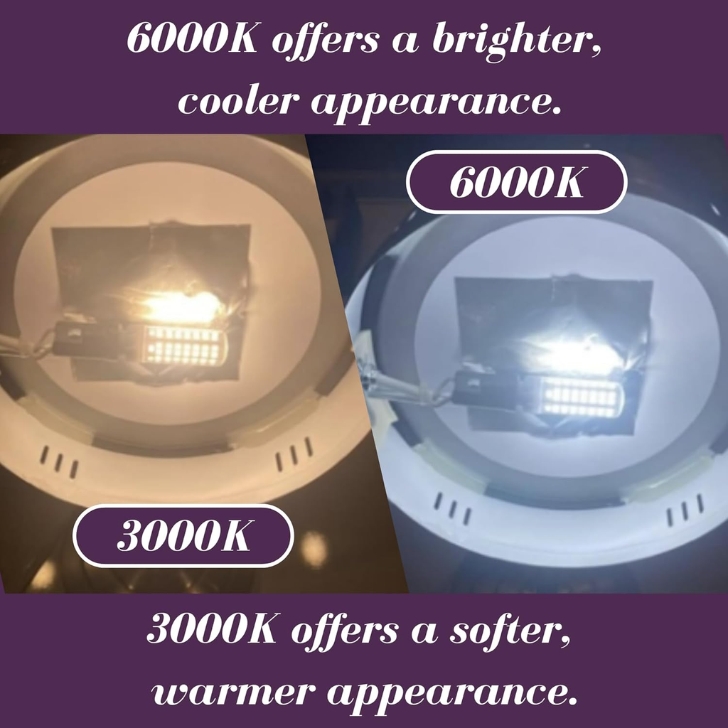 JERDON JLB3060 LED Replacement Light Bulbs for Makeup Mirrors — 3000K & 6000K 2-Pack