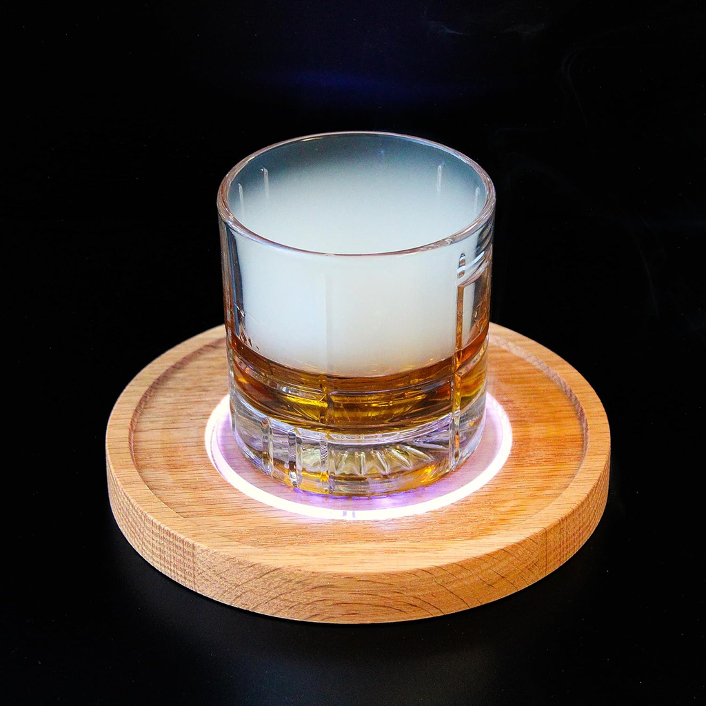 NOBLESIP Cocktail & Food Smoker Kit — Smoky Crown Glass Dome, LED Coaster & Wood Base, 4 Wood Chip Flavors