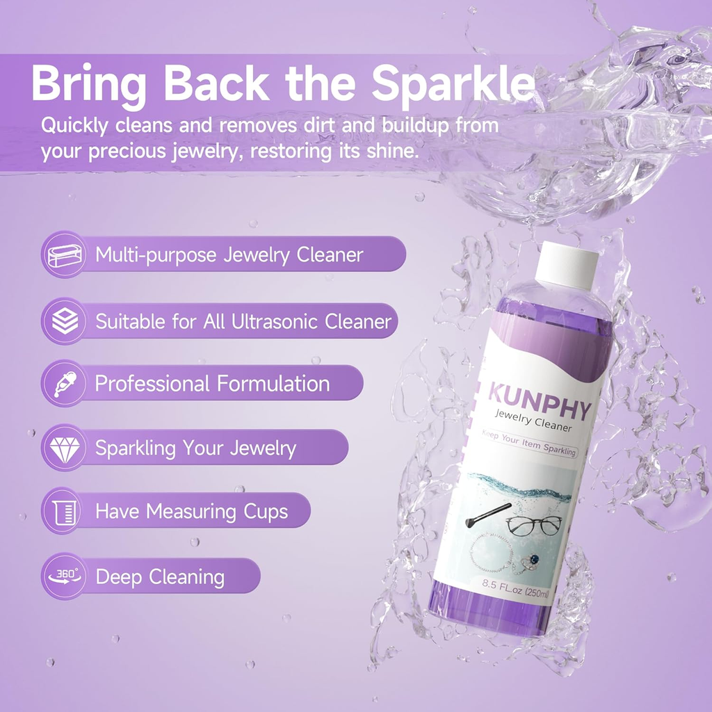KUNPHY Upgraded Jewelry Cleaner — 8.5 oz (250ml)