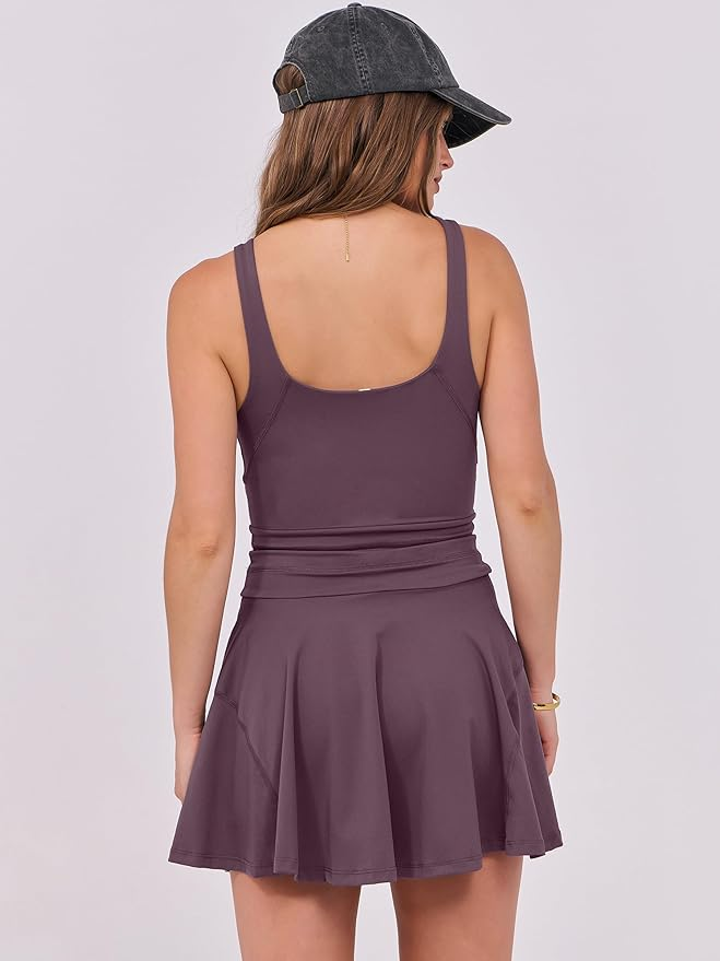 Caracilia Women's Tennis Mini Dress — Built-in Shorts & Sleeveless