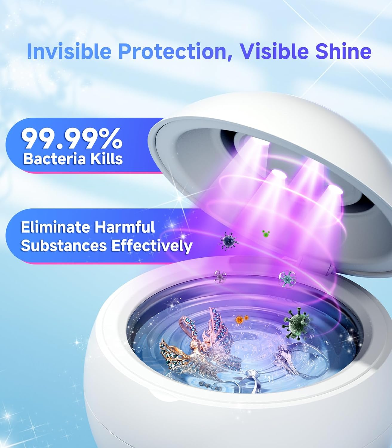 Ultrasonic Jewelry Cleaner Machine — 45KHz Professional Deep Cleaner