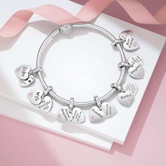 JIAYIQI Double Heart Love Charm — 925 Sterling Silver, Pandora Compatible