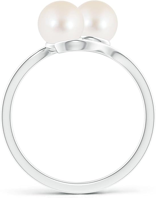 Angara Freshwater Cultured Pearl & Diamond Two Stone Ring — 14K Gold or Silver
