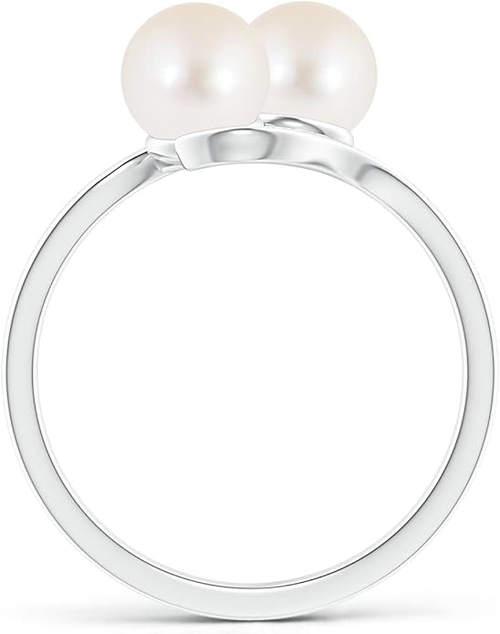Angara Freshwater Cultured Pearl & Diamond Two Stone Ring — 14K Gold or Silver