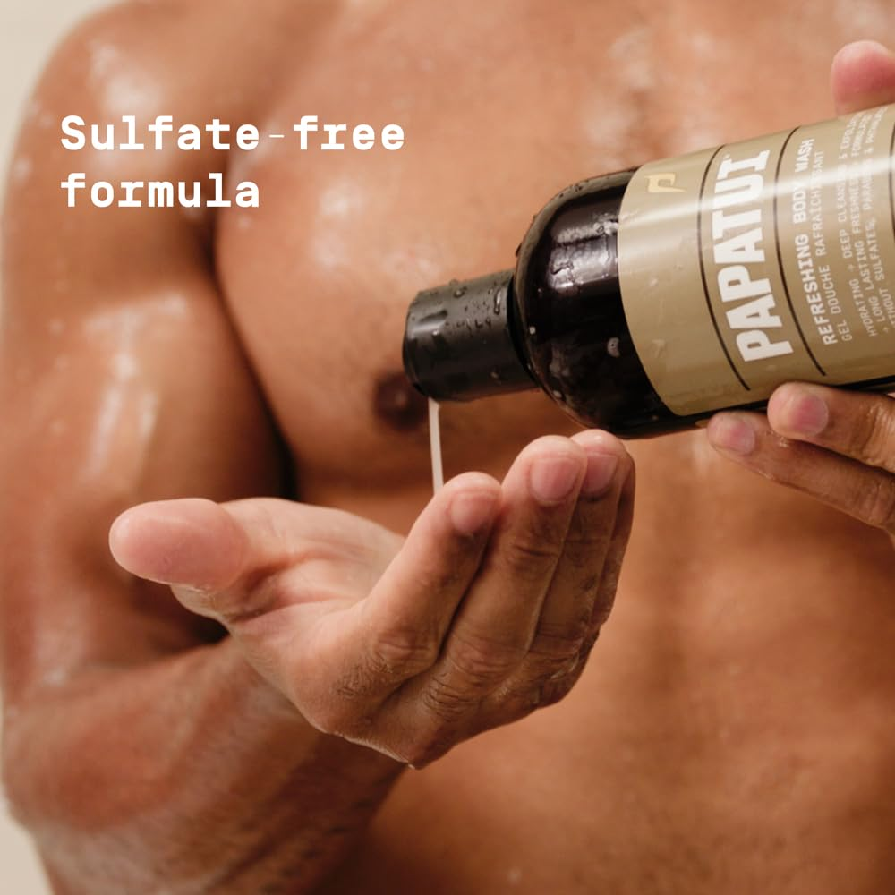 PAPATUI Refreshing Body Wash for Men – Sandalwood Suede | 18 fl oz