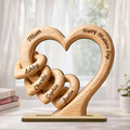 NAZENTI Personalized Mom Heart Wooden Plaque — Custom Mother's Day Gift with Kids Names
