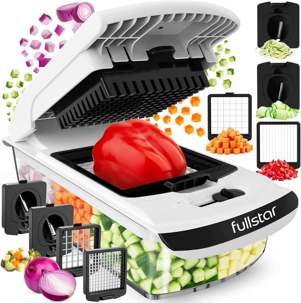 Fullstar The Original Pro Chopper – 4-in-1 Vegetable Chopper, Spiralizer & Food Slicer (White)