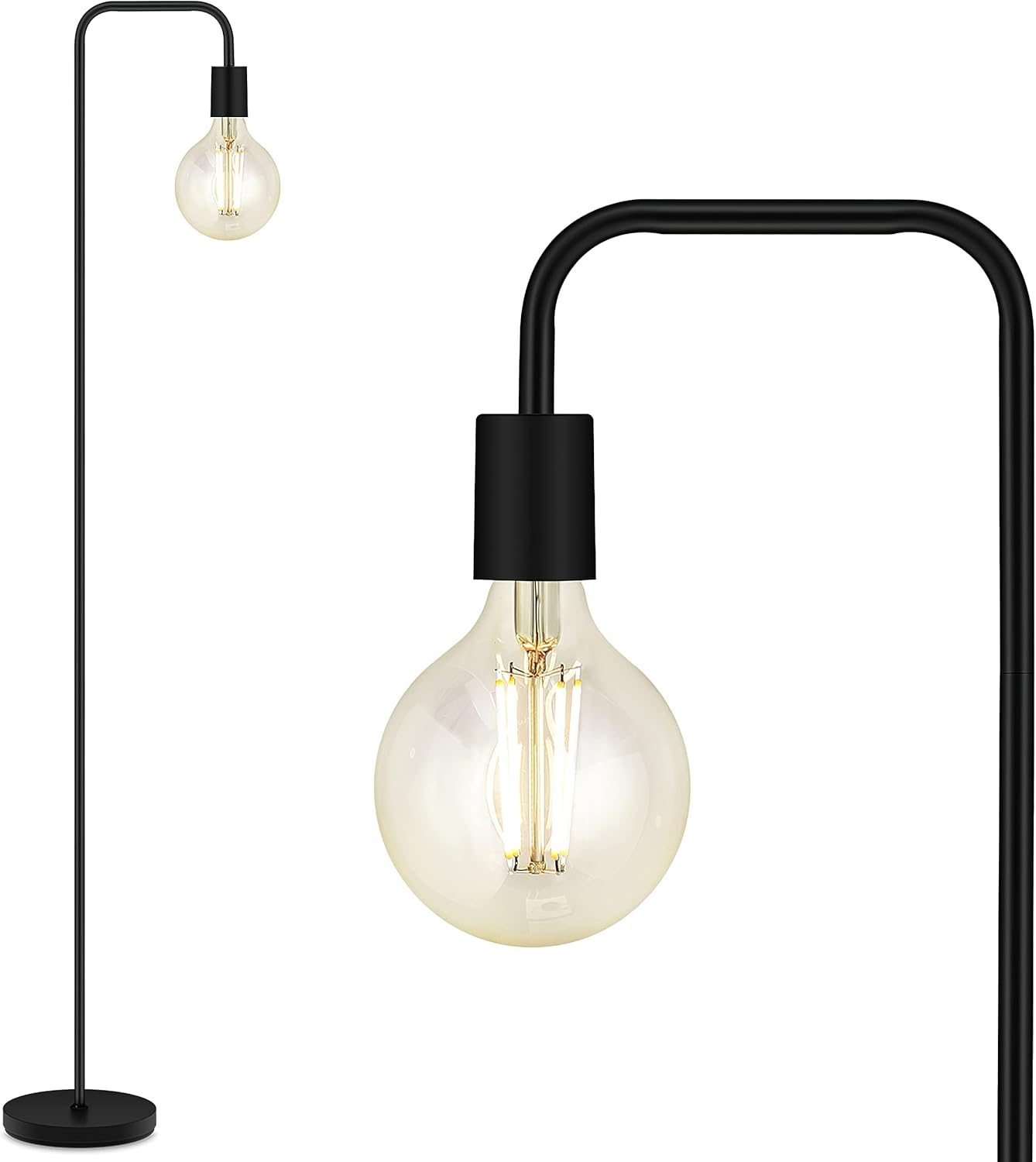 Industrial Floor Lamp – 63 Inch Standing Lamp, E26 Socket, Foot Switch, Whole Metal, ETL Listed – Modern Vintage Minimalist for Bedroom & Living Room