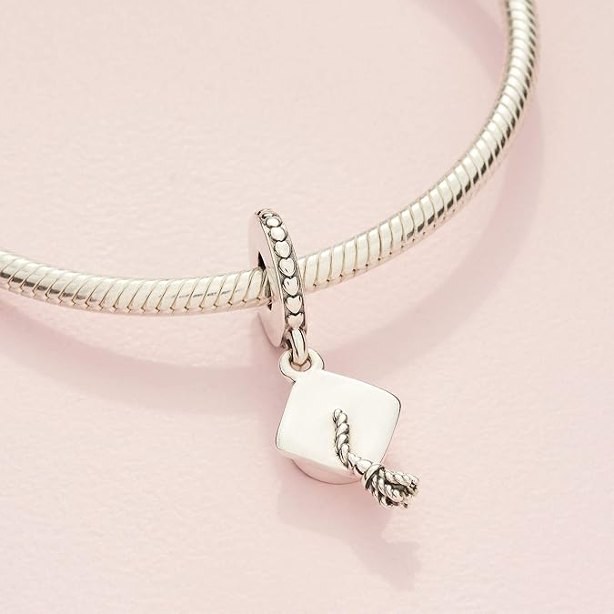 PANDORA Graduation Cap Dangle Charm — Sterling Silver, Moments Compatible