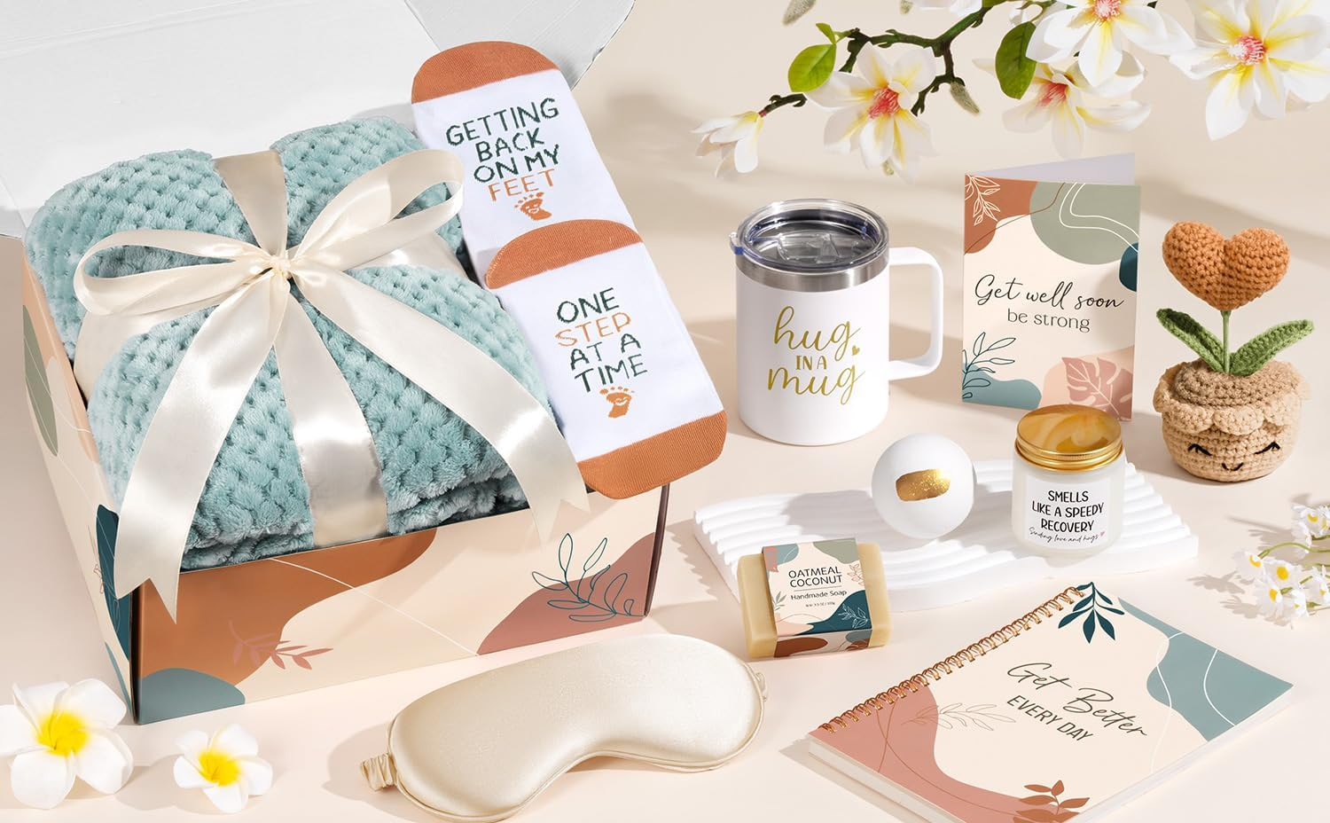 MAYICIVO Get Well Soon Gift Basket — 11-Pc Care Package for Women After Surgery & Recovery