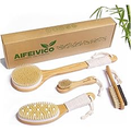 AIFEIVICO Dry Brushing Body Brush - Natural Boar Bristle, Bamboo, Long Handle