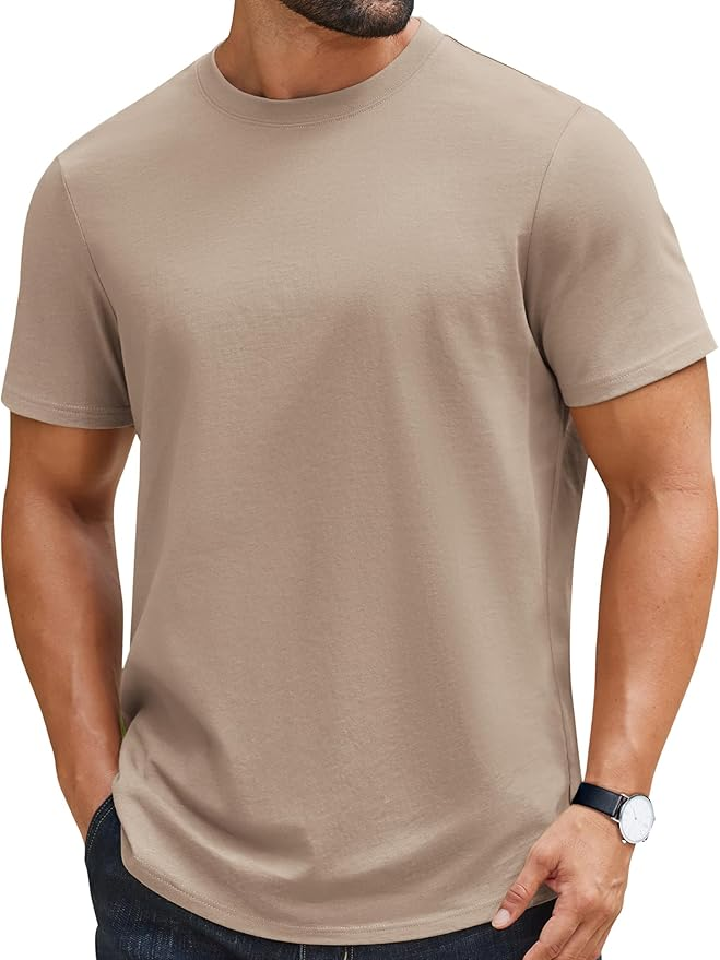 Men's 100% Cotton Crewneck T-Shirt – Casual Plain Short Sleeve Tee, 4 Sustainability Features