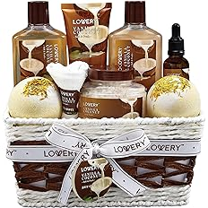 LOVERY Vanilla Coconut Home Spa Gift Basket for Women - 9 Piece Luxury Bath & Body Set
