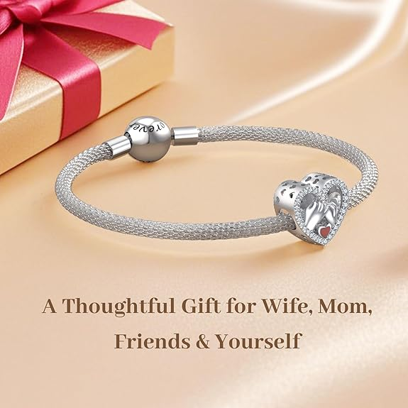 Annmors 925 Sterling Silver Love Heart Charm — Pandora Compatible Dangle Pendant
