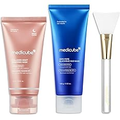 medicube Korean Viral Glass Skin Mask Duo: Collagen Overnight Mask & Zero Pore Blackhead Mud Mask + Jelly Brush