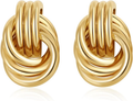SHERLOVE Chunky Gold Knot Drop Earrings — Hypoallergenic, Lightweight Statement Earrings