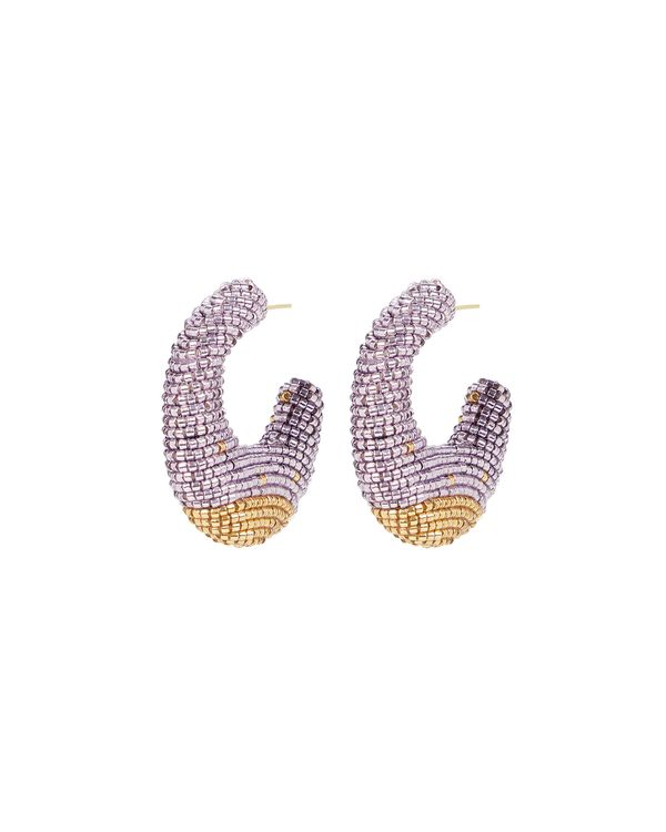 Susana Vega Torra Beaded Open Hoop Earrings — Purple