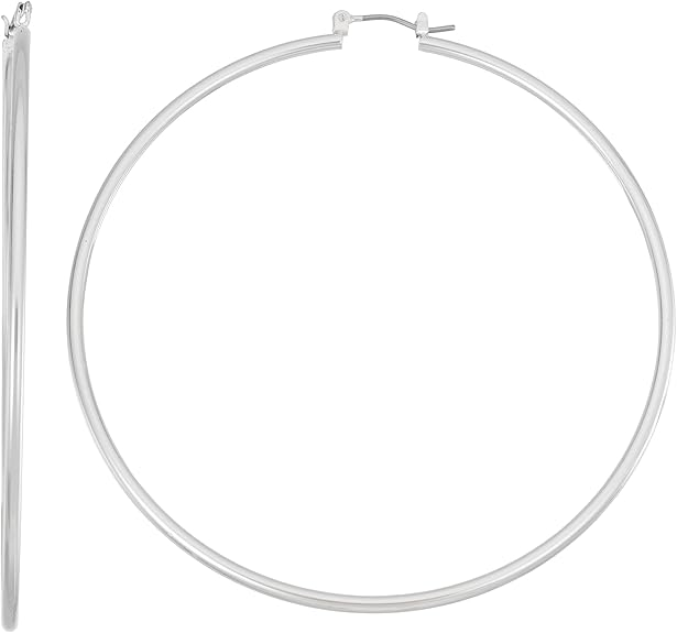 Nine West Large Thin Hoop Earrings — Silver Tone